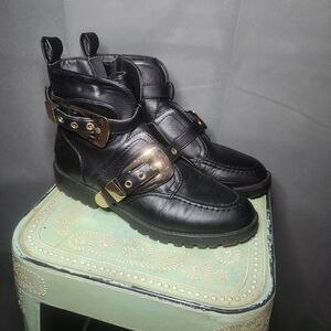 Chunky Buckle Moto Boots